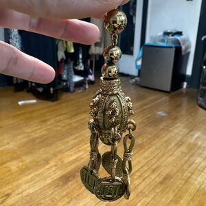 Vintage Gold Tone Ornate Coins Pendant